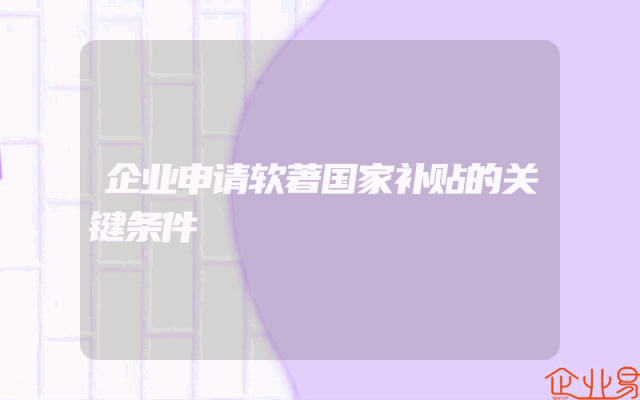 企业申请软著国家补贴的关键条件