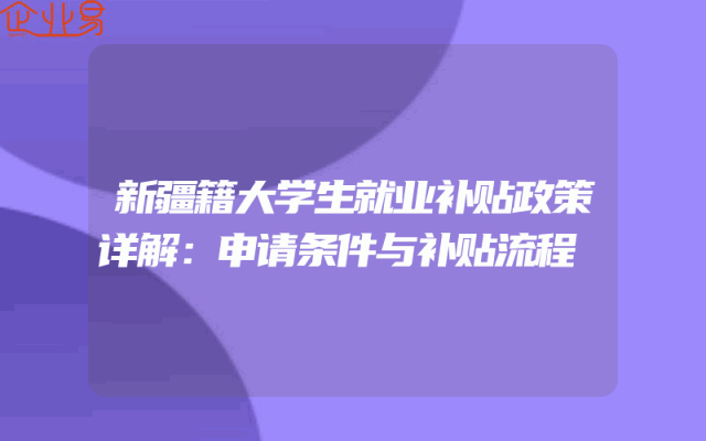 新疆籍大学生就业补贴政策详解：申请条件与补贴流程