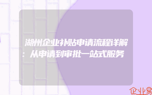 湖州企业补贴申请流程详解：从申请到审批一站式服务