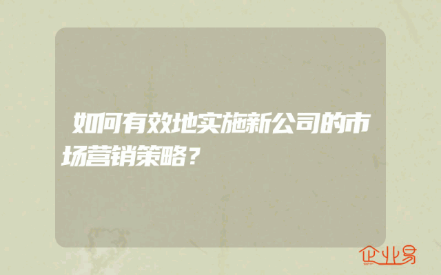 如何有效地实施新公司的市场营销策略？