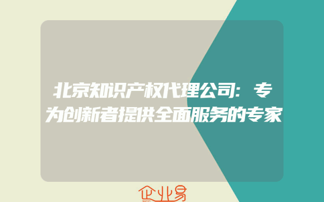 北京知识产权代理公司:专为创新者提供全面服务的专家