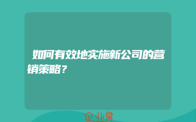 如何有效地实施新公司的营销策略？