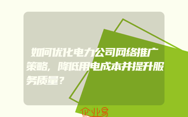 如何优化电力公司网络推广策略,降低用电成本并提升服务质量？