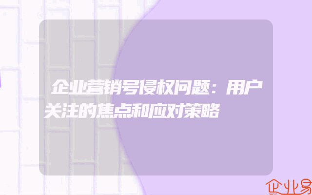企业营销号侵权问题：用户关注的焦点和应对策略