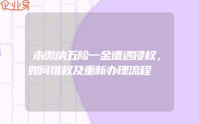 未缴纳五险一金遭遇侵权，如何维权及重新办理流程