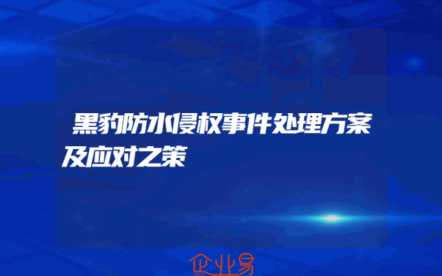 黑豹防水侵权事件处理方案及应对之策