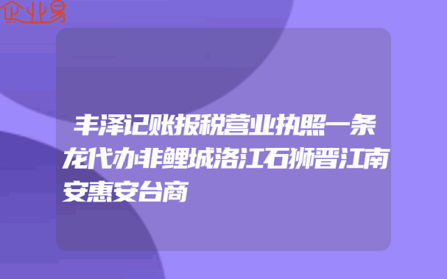 丰泽记账报税营业执照一条龙代办非鲤城洛江石狮晋江南安惠安台商