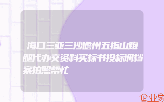 海口三亚三沙儋州五指山跑腿代办交资料买标书投标调档案拍照帮忙