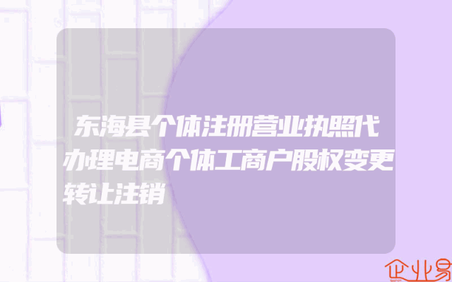 东海县个体注册营业执照代办理电商个体工商户股权变更转让注销