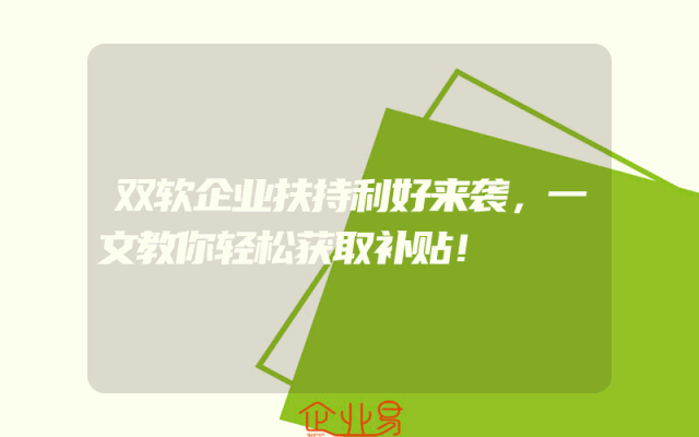 双软企业扶持利好来袭,一文教你轻松获取补贴!