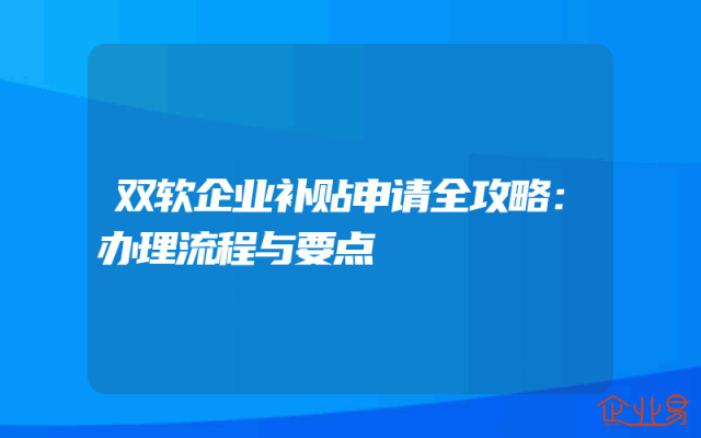 双软企业补贴申请全攻略:办理流程与要点