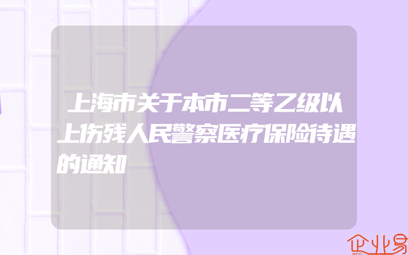 上海市关于本市二等乙级以上伤残人民警察医疗保险待遇的通知