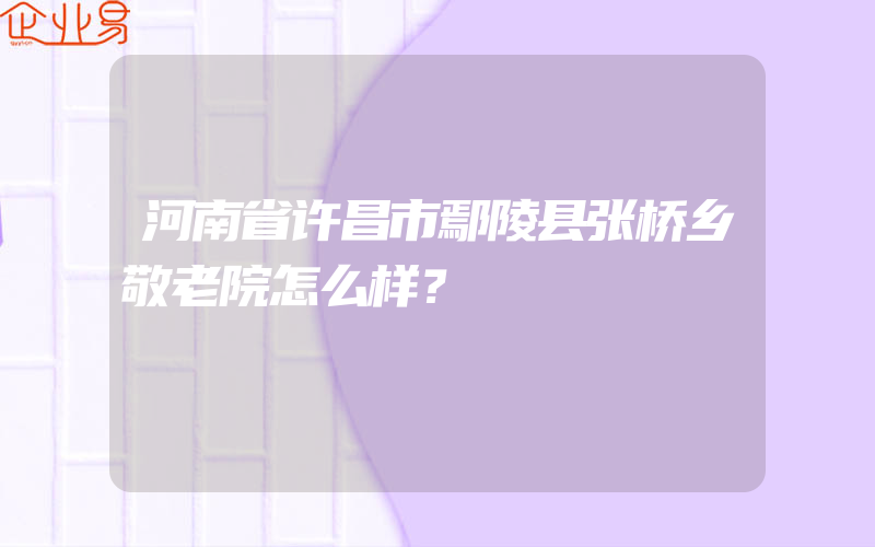 河南省许昌市鄢陵县张桥乡敬老院怎么样？