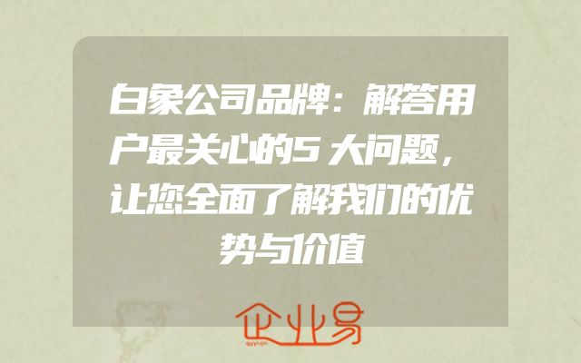 白象公司品牌：解答用户最关心的5大问题，让您全面了解我们的优势与价值