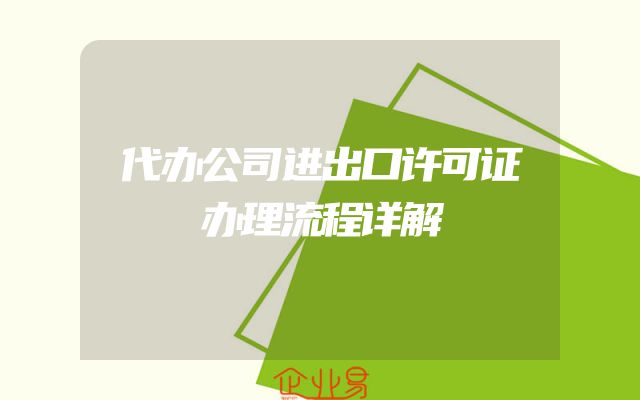代办公司进出口许可证办理流程详解