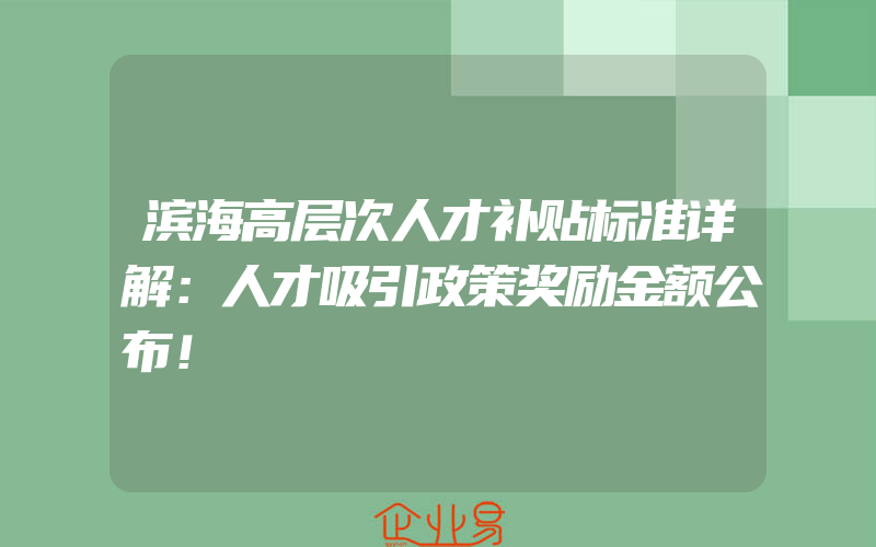 滨海高层次人才补贴标准详解：人才吸引政策奖励金额公布！