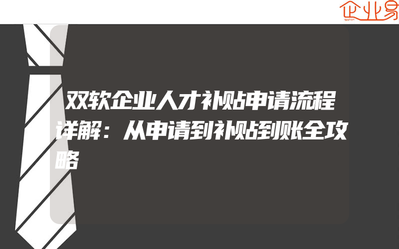 双软企业人才补贴申请流程详解：从申请到补贴到账全攻略