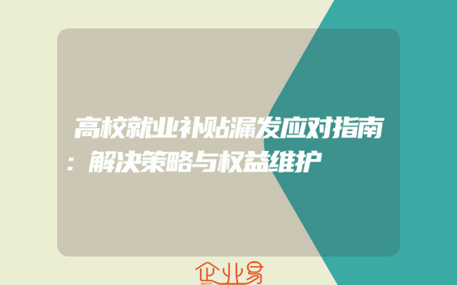 高校就业补贴漏发应对指南：解决策略与权益维护