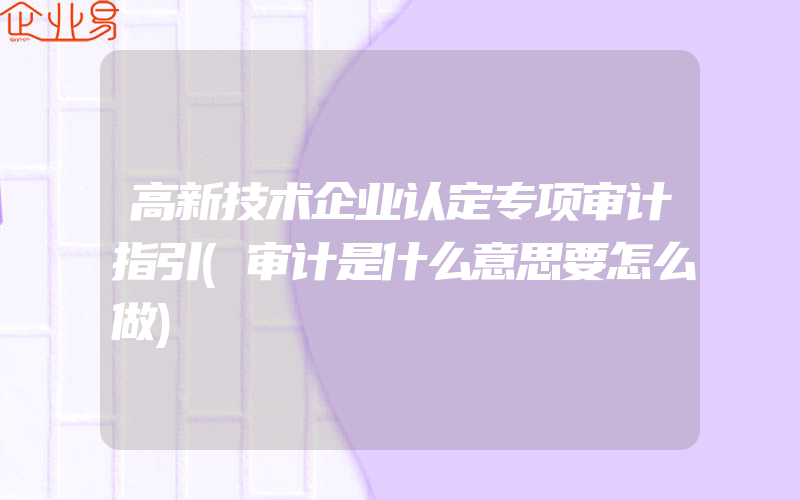 高新技术企业认定专项审计指引(审计是什么意思要怎么做)