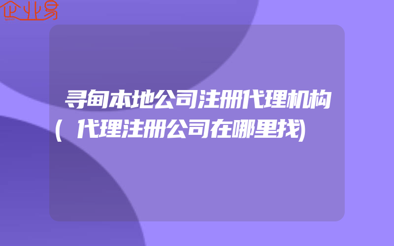 寻甸本地公司注册代理机构(代理注册公司在哪里找)