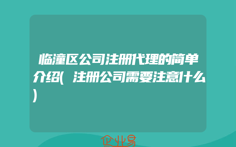 临潼区公司注册代理的简单介绍(注册公司需要注意什么)