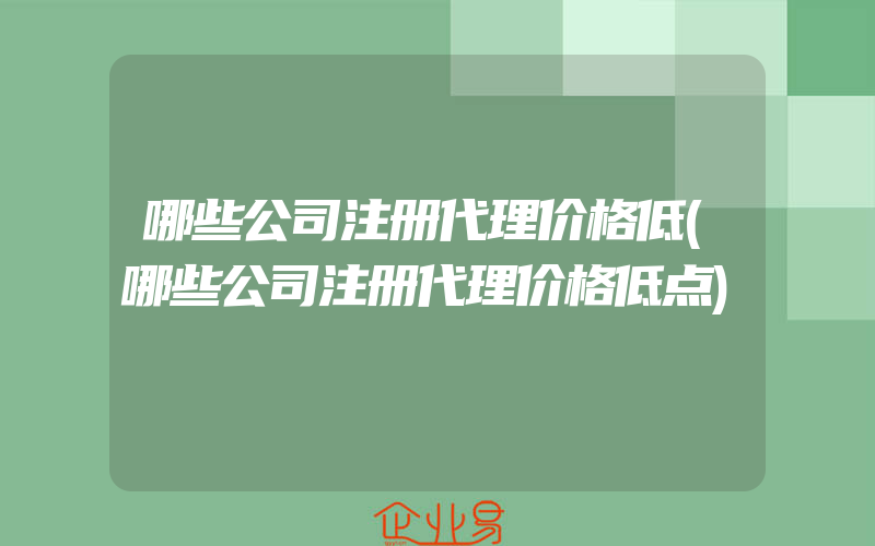 哪些公司注册代理价格低(哪些公司注册代理价格低点)