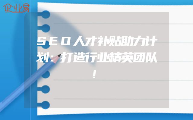 SEO人才补贴助力计划：打造行业精英团队！