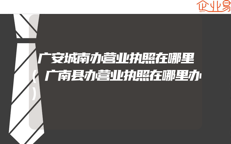 广安城南办营业执照在哪里(广南县办营业执照在哪里办)