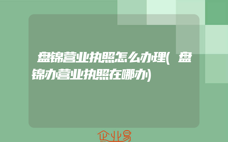 盘锦营业执照怎么办理(盘锦办营业执照在哪办)