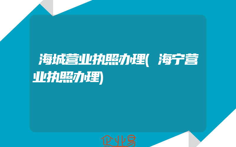 海城营业执照办理(海宁营业执照办理)