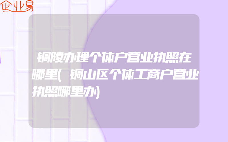 铜陵办理个体户营业执照在哪里(铜山区个体工商户营业执照哪里办)