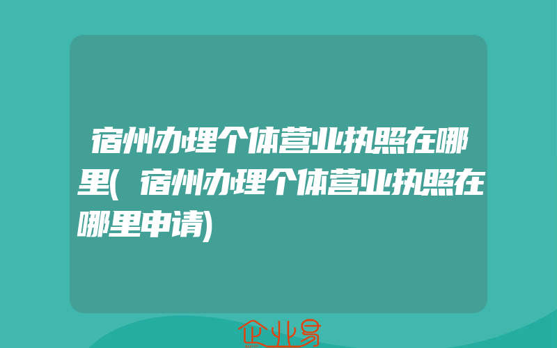 宿州办理个体营业执照在哪里(宿州办理个体营业执照在哪里申请)