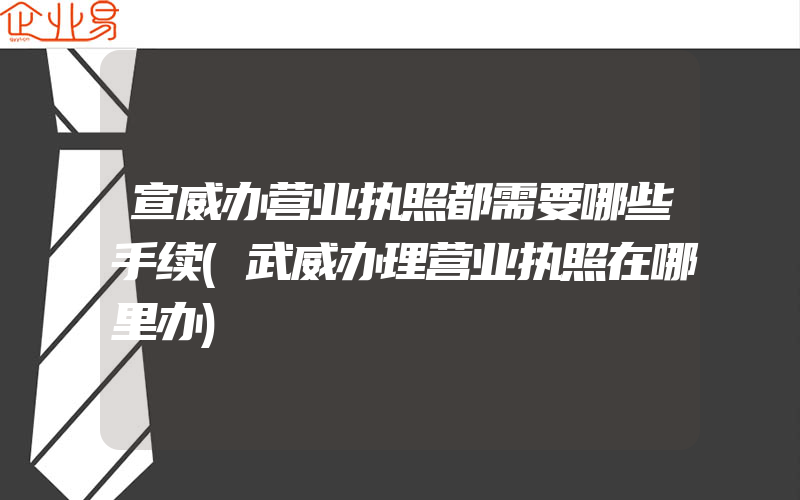 宣威办营业执照都需要哪些手续(武威办理营业执照在哪里办)