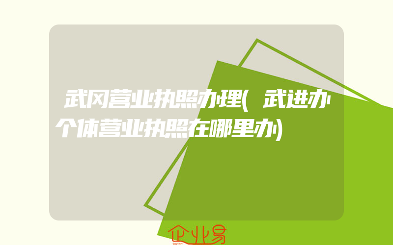 武冈营业执照办理(武进办个体营业执照在哪里办)