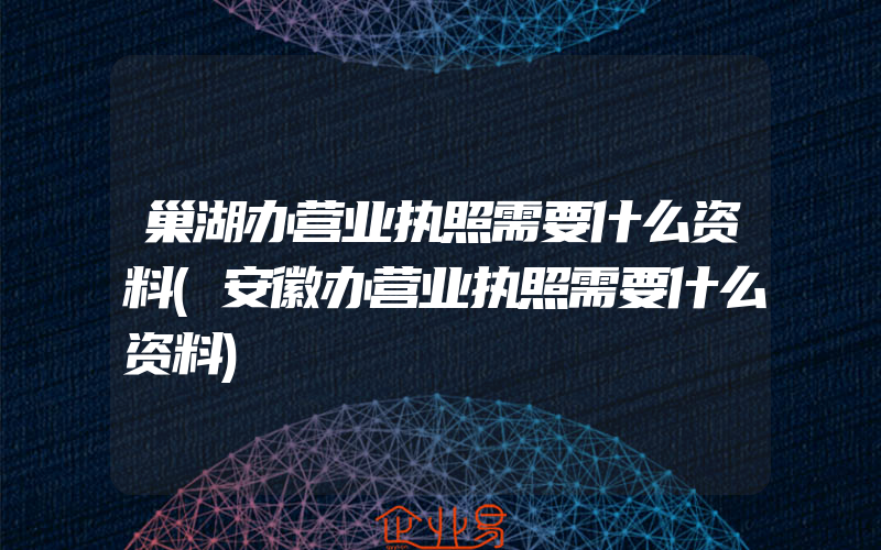 巢湖办营业执照需要什么资料(安徽办营业执照需要什么资料)