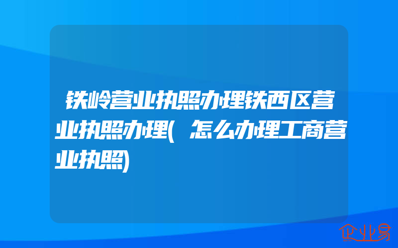 铁岭营业执照办理铁西区营业执照办理(怎么办理工商营业执照)