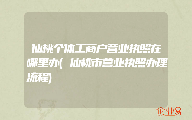 仙桃个体工商户营业执照在哪里办(仙桃市营业执照办理流程)