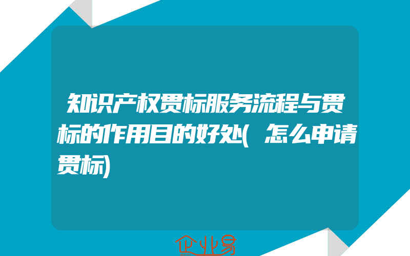 知识产权贯标服务流程与贯标的作用目的好处(怎么申请贯标)