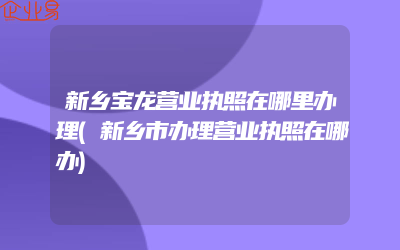 新乡宝龙营业执照在哪里办理(新乡市办理营业执照在哪办)