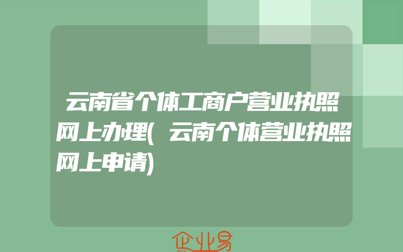 云南省个体工商户营业执照网上办理(云南个体营业执照网上申请)