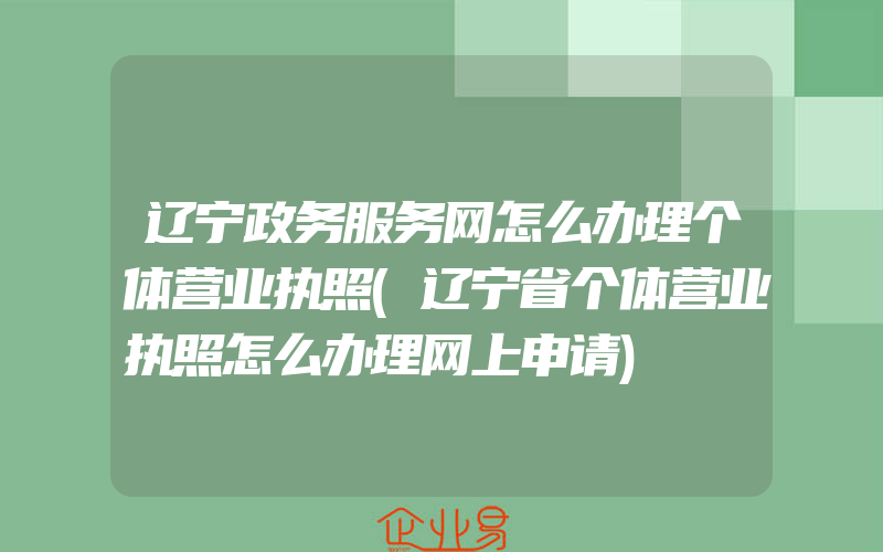 辽宁政务服务网怎么办理个体营业执照(辽宁省个体营业执照怎么办理网上申请)