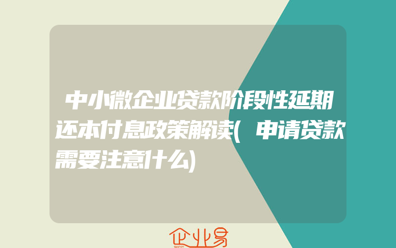 中小微企业贷款阶段性延期还本付息政策解读(申请贷款需要注意什么)