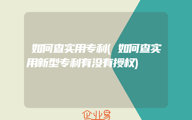 如何查实用专利(如何查实用新型专利有没有授权)