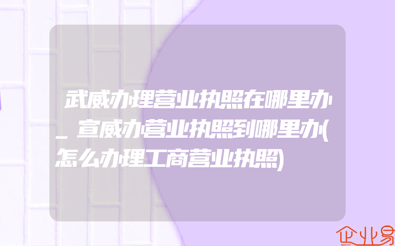 武威办理营业执照在哪里办_宣威办营业执照到哪里办(怎么办理工商营业执照)