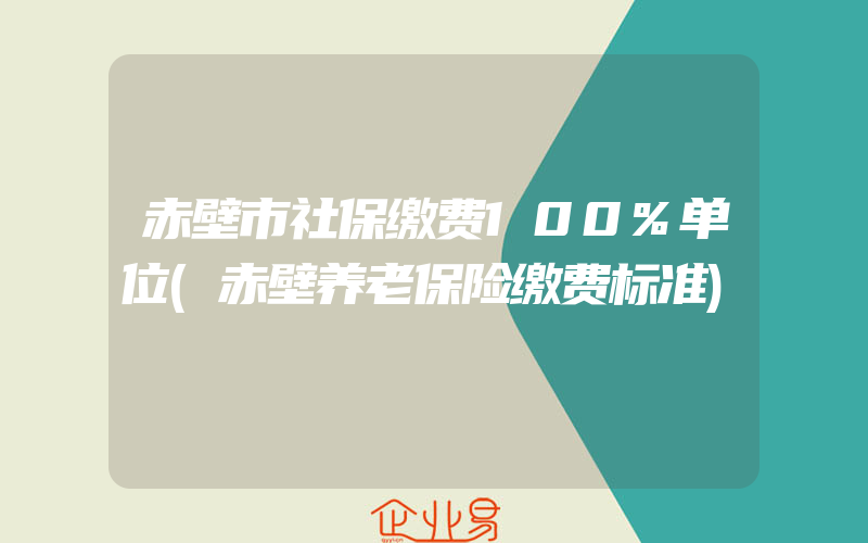 赤壁市社保缴费100%单位(赤壁养老保险缴费标准)