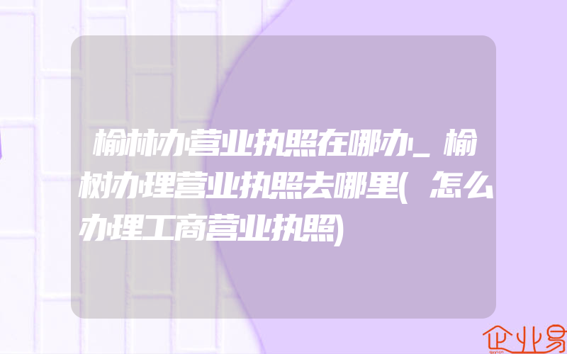 榆林办营业执照在哪办_榆树办理营业执照去哪里(怎么办理工商营业执照)