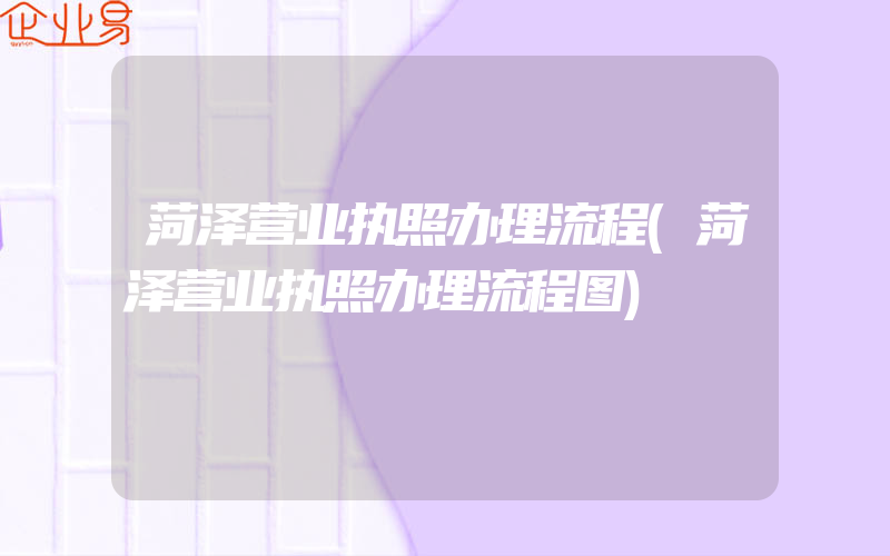 菏泽营业执照办理流程(菏泽营业执照办理流程图)