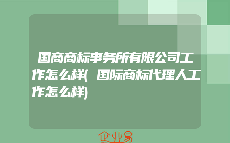 国商商标事务所有限公司工作怎么样(国际商标代理人工作怎么样)