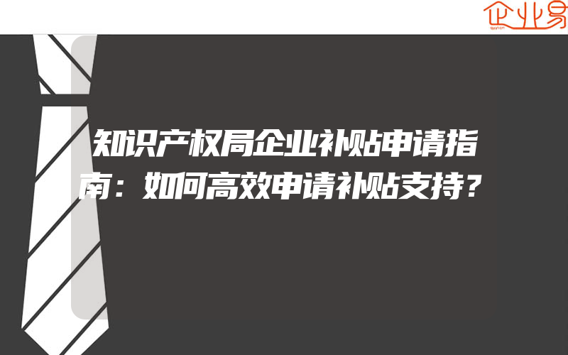 知识产权局企业补贴申请指南：如何高效申请补贴支持？