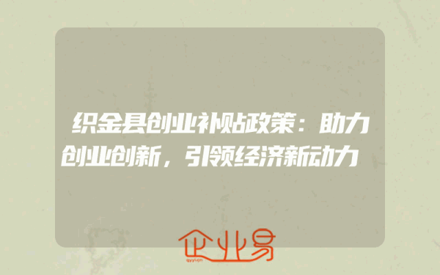 织金县创业补贴政策：助力创业创新，引领经济新动力